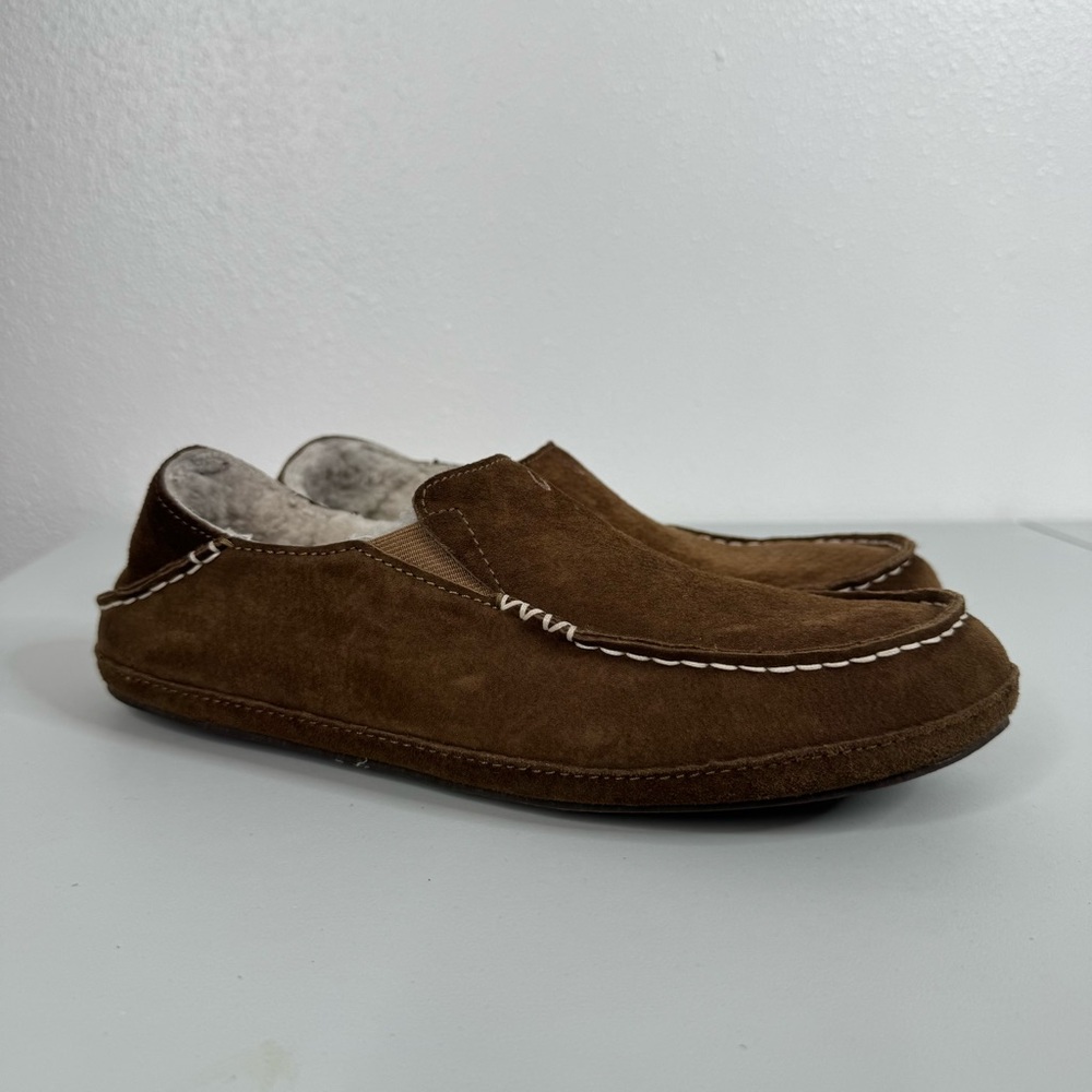 Olukai Women’s Brown Leather Nohea Slippers Size 10
